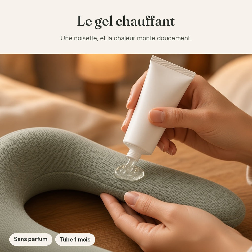 Le col lesté chauffant, avec recharge mensuelle au choix : gel et feuilles chauffantes