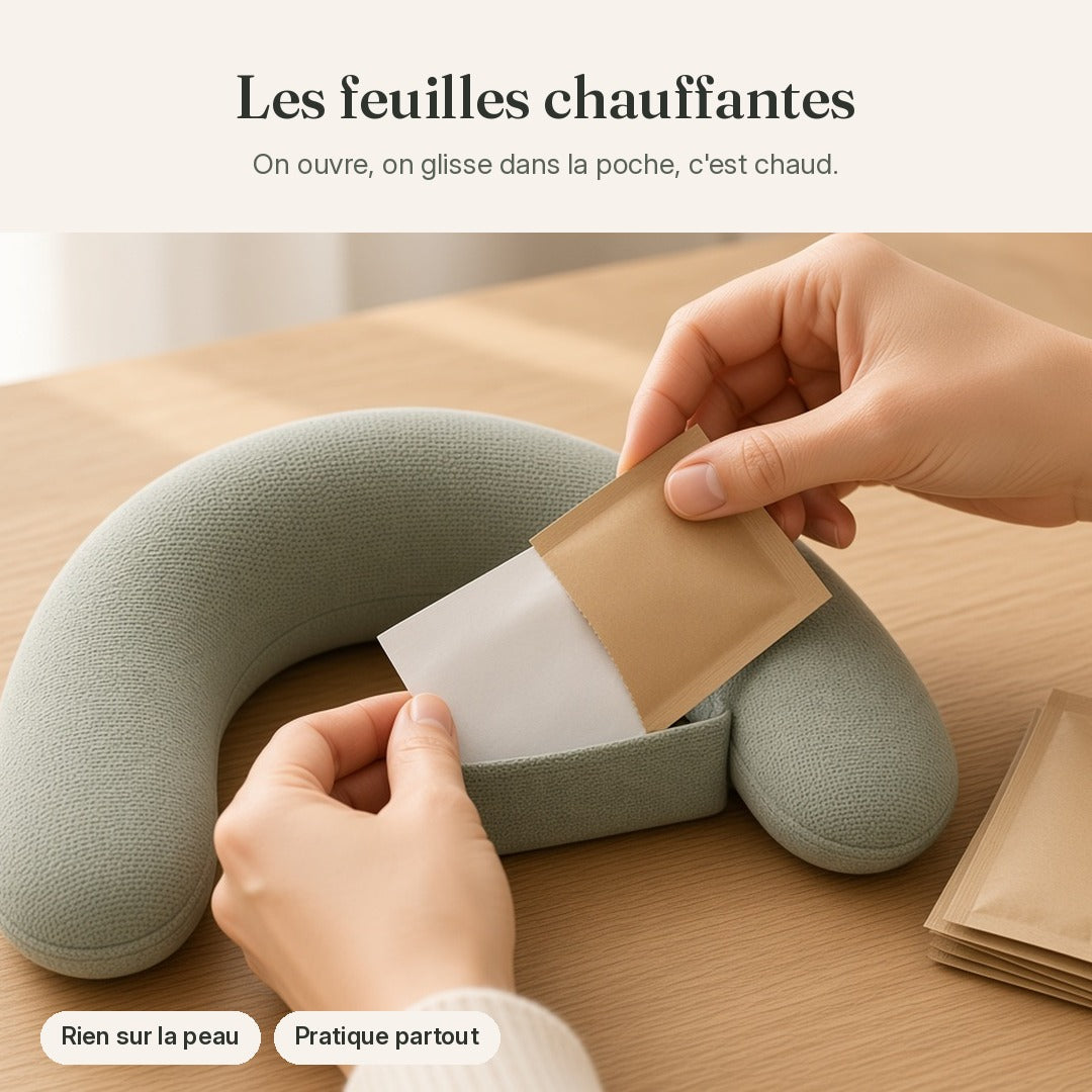 Le col lesté chauffant, avec recharge mensuelle au choix : gel et feuilles chauffantes