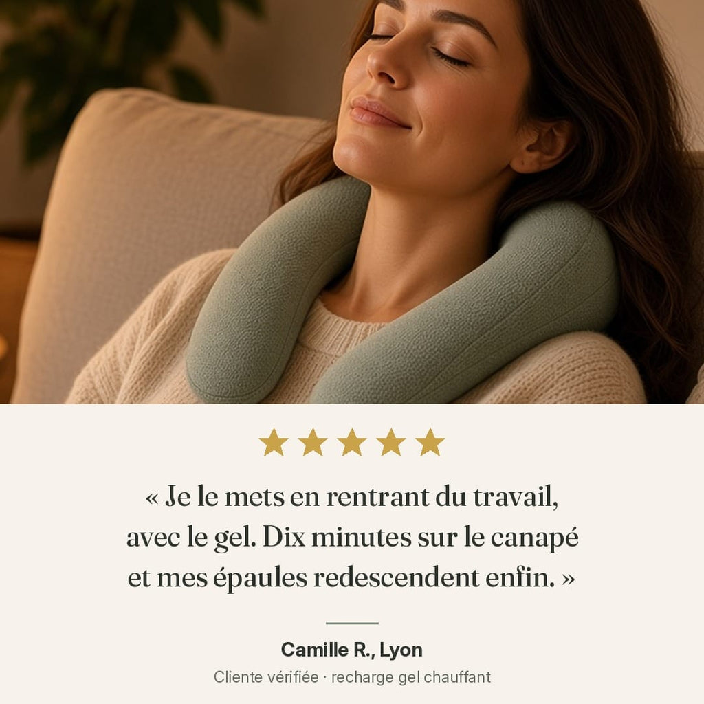 Le col lesté chauffant, avec recharge mensuelle au choix : gel et feuilles chauffantes